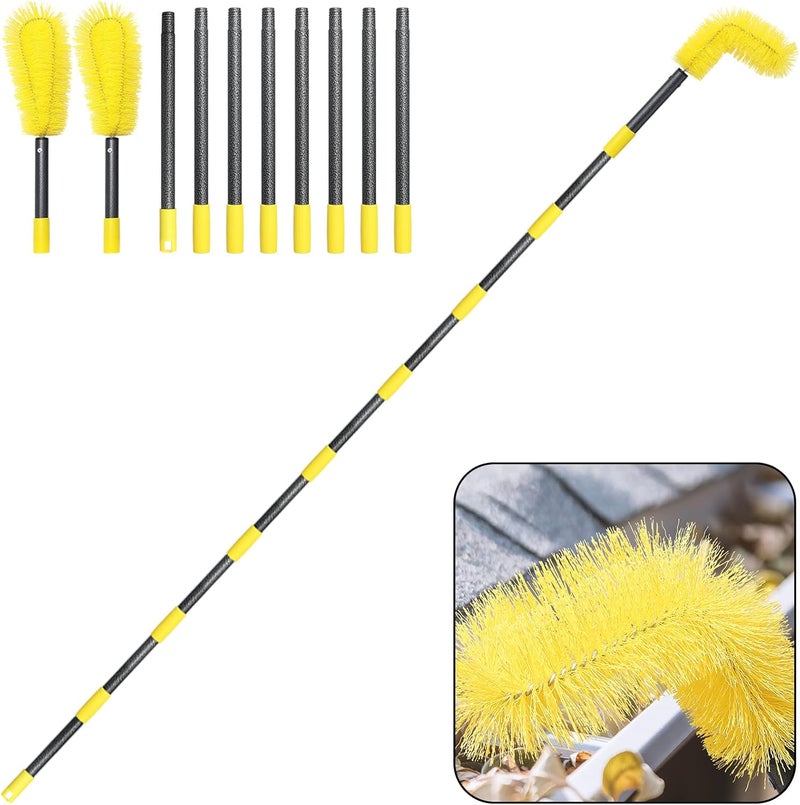 ElephantBird Gutter Cleaning Tools from The Ground, 10 FT Gutter Cleaning Brush with Telescopic Pole, Long Reach Gutter Guard Roofing Tool for Removing Leaves and Debris - Image 1